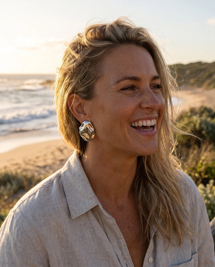 Brigitte - Hammered Stud Earrings