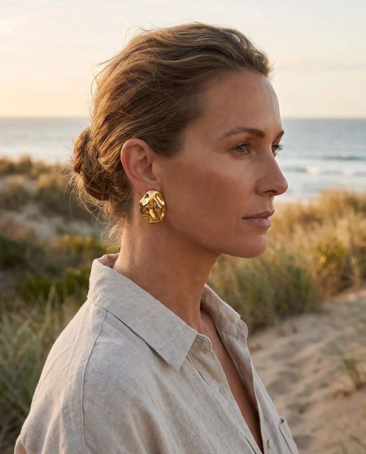Brigitte - Hammered Stud Earrings