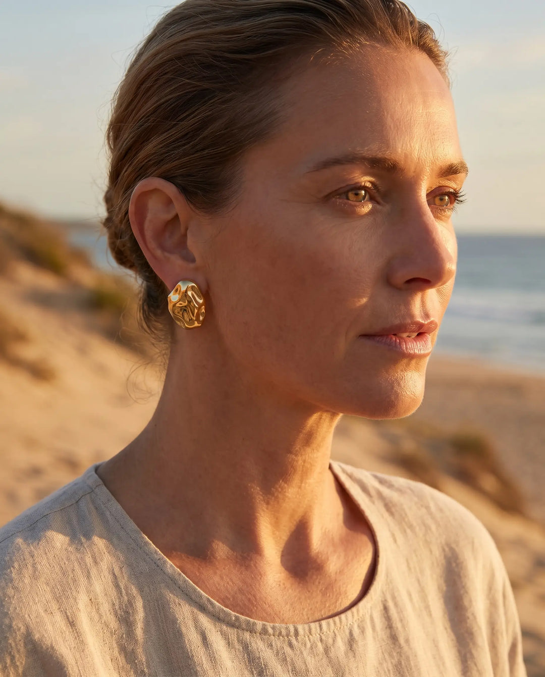 Brigitte - Hammered Stud Earrings